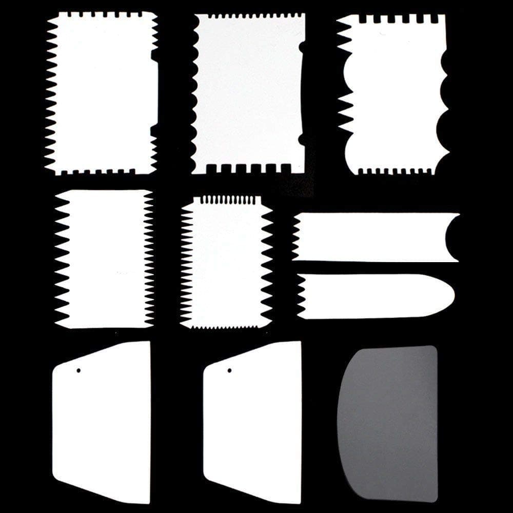 Tomnk 10Peice Cake Scraper Cake Edge Decorating Tool Scrappers Cutters Smoother Tool Set