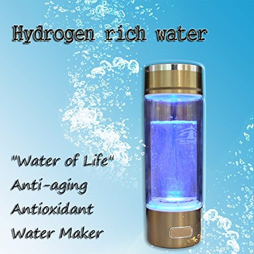 Portable Hydrogen Rich Alkaline Water Generator Ionizer Maker Smart Bottle Cup Atni-Aging Gold 230 ml
