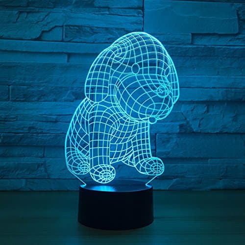 Puppy Toys 3D Optical Illusion Night Light 7 Color Changeable Dog LED Creative Desk Lamb Home Decoration,Birthday Christmas Festivals Gift for for Kids Children Dog Lovers