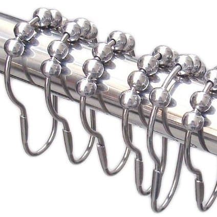 Bcurb Bathroom Shower Curtain Liner (12 Hooks) Hook Ring Hangers Heavy Duty Steel Rustproof Anti-Rust Coating Polished Decorative Hooks Rings for Bath Bathtub Rod. (Steel)