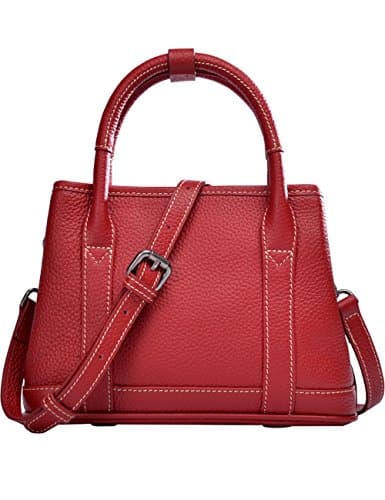 CUKKE Womens Genuine Leather Shoulder Messenger Bag Red