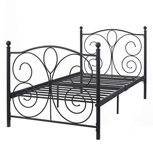83"x43"x42" Platform Black Steel Twin Size Bed Frame Solid Metal Foundation Furniture #640
