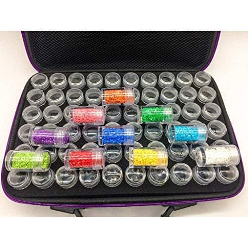 60 Bottles of Diamond Painting Box Toolbox Storage Box Protective Cover Handbag Zipper Design Shockproof and Durable (Purple)