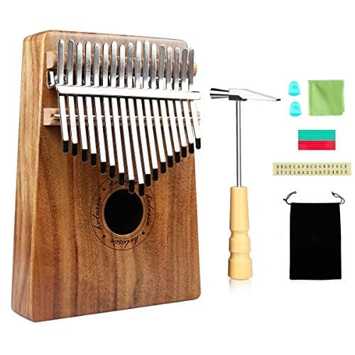 Kalimba 17 Key, Thumb Piano Marimba - Solid Finger Piano Musical Instrument with Hammer (KOA Wood)