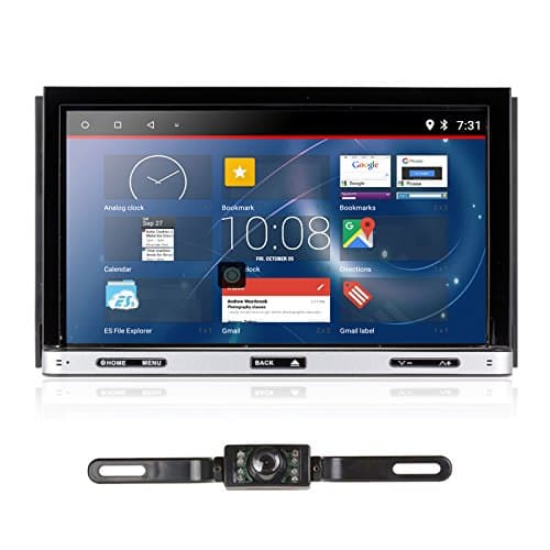 Upgarde Version Andriod 7.1 Double DIN Car Stereo –Ehotchpotch 7’’ in Dash car Radio GPS Navigation Audio Receiver Bluetooth WiFi Mirror Link SD USB AM/FM /MP3/MP4 CD DVD Player + Rearview Camera