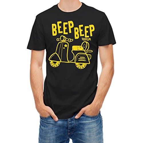 Motorbikes Tshirt beep Vespa Scooter Hand Drawn Black M