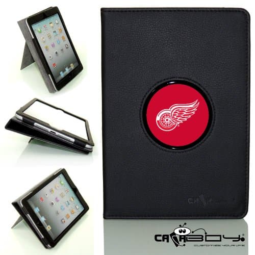 New SLEEP SMART Apple iPad Mini & iPad Mini with Retina leather Case By Calaboy- Interchangeable Design - Personalized Picture Frame w NHL Hockey Detroit Red Wings Logo (hp9)