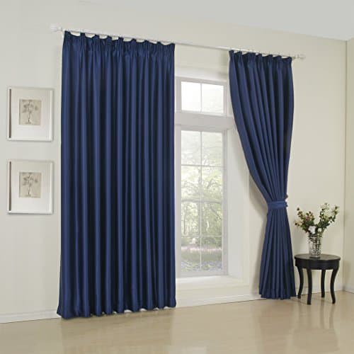Sapphire Blue Blackout Curtains Thermal Insulated Chenille Jacquard Panel Draperies for Living room (42"W x 63"L)