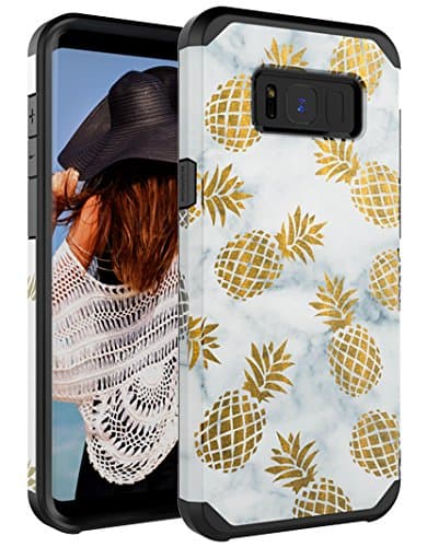 CASY MALL Dual Layer Heavy Duty Hybrid PC+TPU Protect Case for Samsung Galaxy S8 2017 Release Pineapple Black