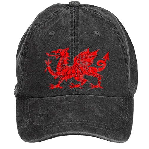 Liyo Wales Flag Dragon Distressed Washed Cap Black