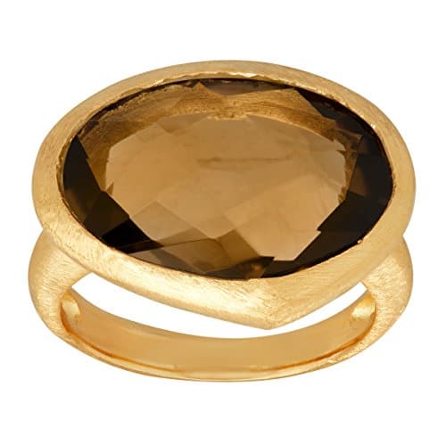 Piara 8 1/5 ct Natural Smokey Quartz Ring in 18K Gold-Plated Sterling Silver Size 7