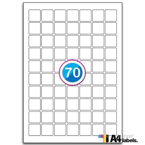 Multi Purpose White Peelable Square Labels - 70 Labels Per Sheet - 100 Sheets 25.4mm x 25.4mm
