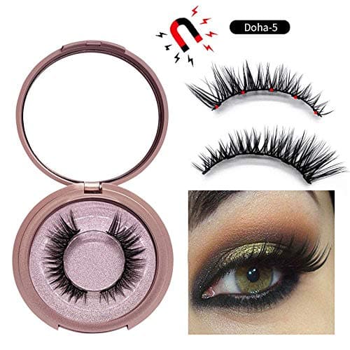 Yeldou False Eyelash Set, Magnetic False Eyelashes, Magnetic Eyeliner and Eyelash Tweezers, No Glue 5 Magnets Can Be Reused,Natural Soft Eyelash Extension