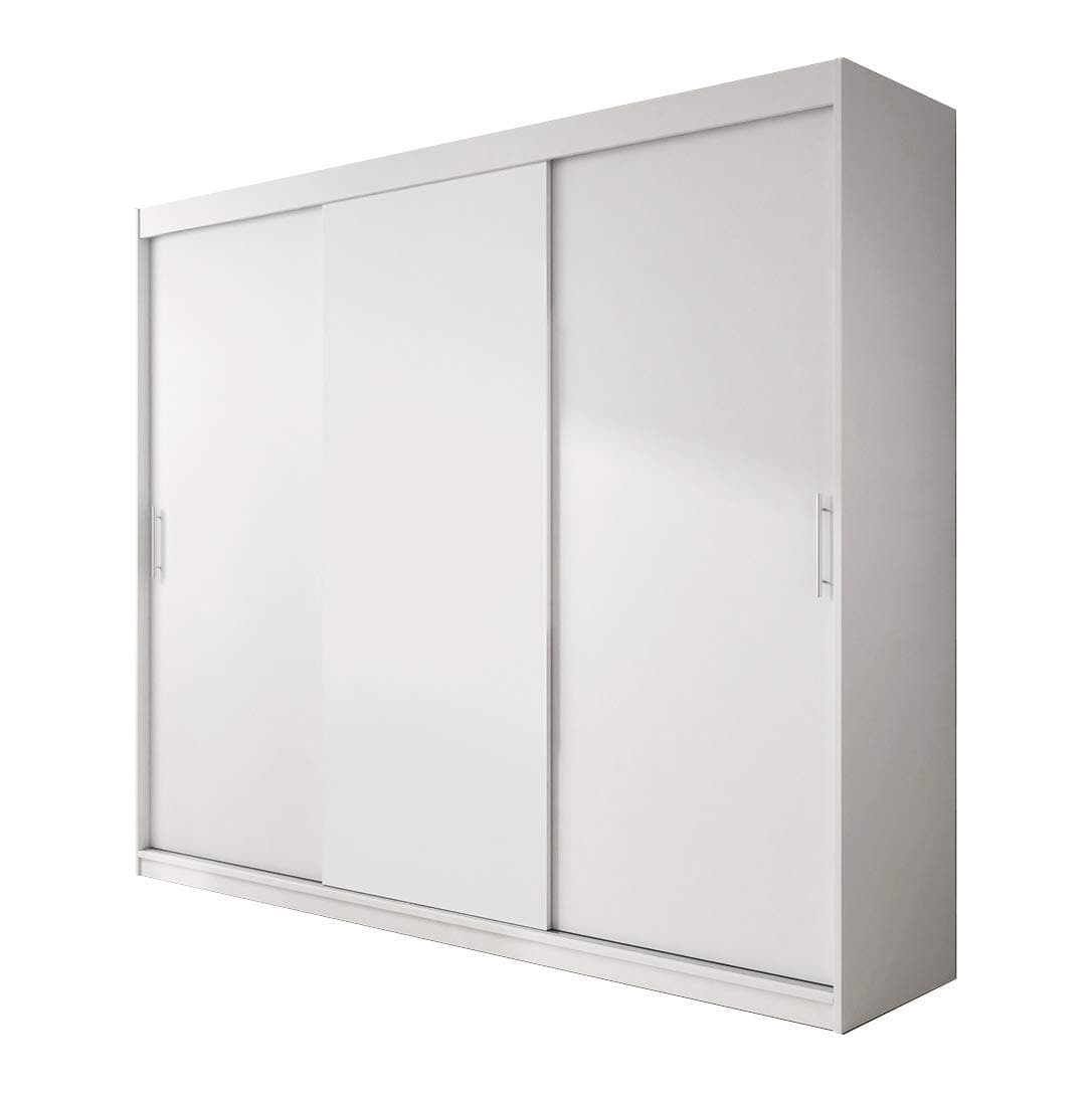 Big Modern Wardrobe Sliding Doors Hanging Rail Shelves ARCTIC Aa Bedroom Living Room Closet 250cm (White without LED Lights, Without Carrying Service) 250AN6301401