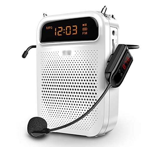 voice amplifier Portable audio fast charging Support TF/USB Wireless integrated microphone speaker, suitable for teacher fitness instructor-white