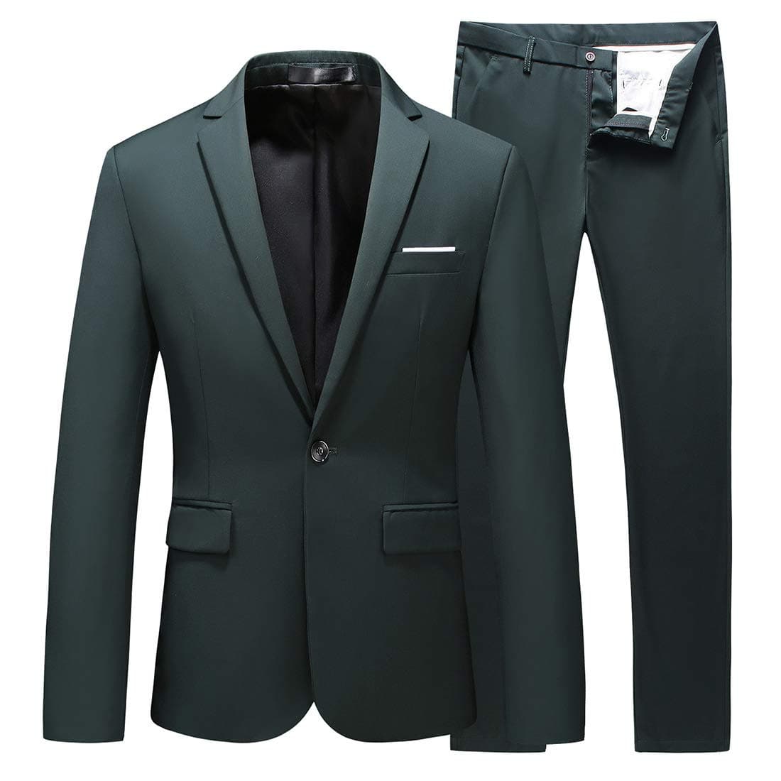 UNINUKOO Mens Casual Slim Fit 2 Piece Single Breasted Jacket Party Prom Tuxedo Suits