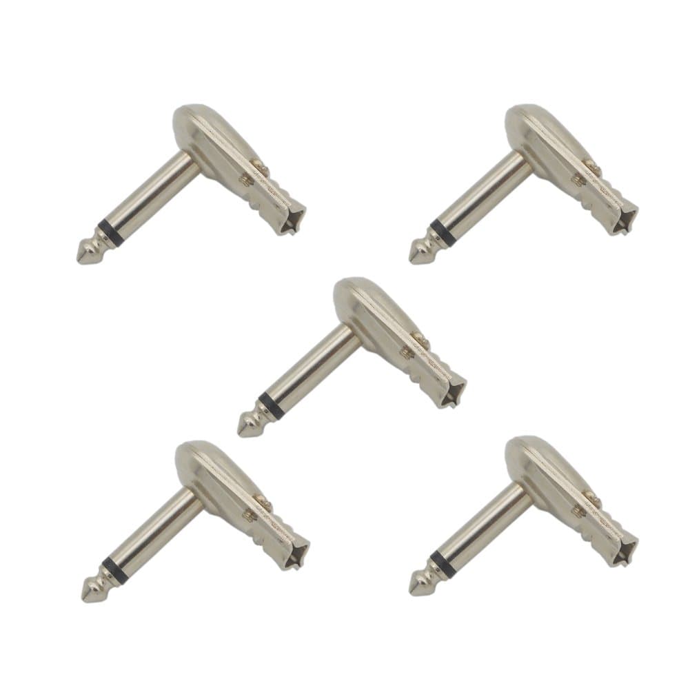 Eightnoo Audio 1/4" Right Angle Plugs TS Mono Flat Low Profile Pancake Style for Speaker Cables- Male 1/4 Inch Phono 6.3mm Phone Plug ,Great for the DIYer(Pack of 5)