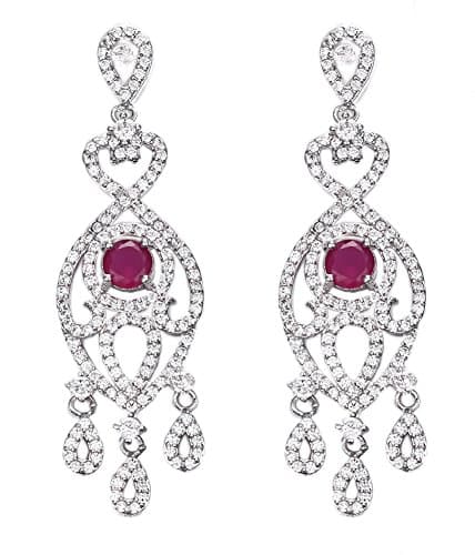 Platinum Plating Luxury Handmade Cubic Zircon Cz Statement Bridal Wedding Chandelier Dangle Earrings