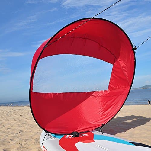 Huya Force 42" Kayak Sail Paddle Scout Wind Paddle,Canoe Instant Sail Kit,Rowing Boats Wind Fold Up Sail (Red)