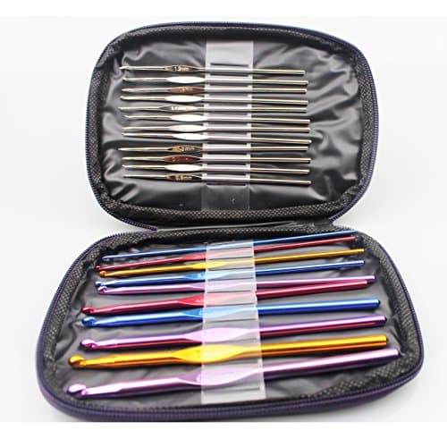 PeterLong 1 Set 22 Pcs Multicolour Aluminum Crochet Hook Knitting Kit Needles Set Weave Craft Yarn Stitches With bag
