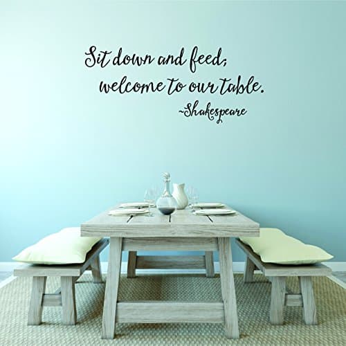 Kitchen: Quote- Sit down and Feed 8"x20" | Vinyl Wall Decal