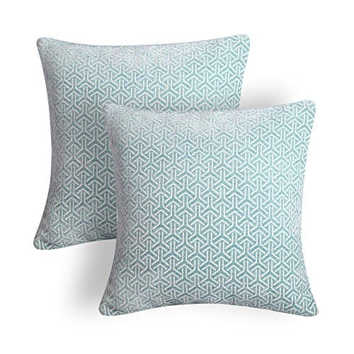 ALBAD Throw Pillow Cover 18 x 18 Inch Sets of 2 Decorative Square Pillow Covers 100% Cotton Decorative Square Cushion Case Sofa Durable Modern Stylish Throw Cushion Covers (nattier Blue, 1818in)
