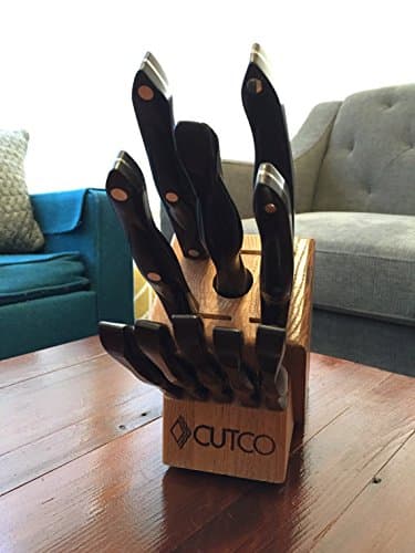 CUTCO Model 1945 White (Pearl) Essentials +5 Set with Honey Oak Knife Block............ Set includes 1720 Paring Knife, 1726 Turning Fork, 1728 Petite Chef, 1729 Petite Carver, 1768 Spatula Spreader, (5) 1759 Table Knives, and 1651 Oak Block.