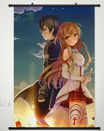 Home Decor Anime Sword Art Online Cosplay Wall Scroll Poster Kirito & Asuna 23.6 X 35.4 Inches-090