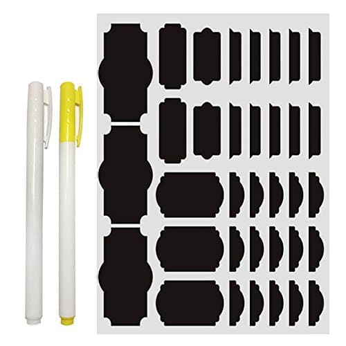 60-Pack Removable Chalkboard Labels with 2 Erasable Chalk (Markers White and Yellow )