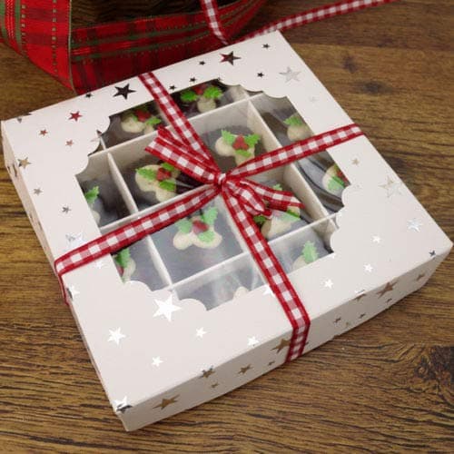 5X Sweet Box Empty Pick and Mix Window Party Packaging Celebration Chocolate Tray Boxes (Silverstars)