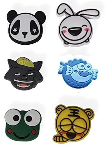 HUAL Silicone Vibration Dampeners for Tennis Squash Racket Pack of 6 (Cute Animals)