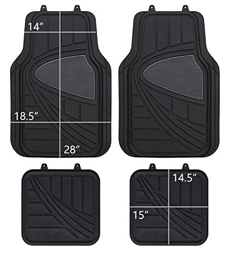 DriveComforts PIC AUTO Universal Rubber Floor Mats for Car, SUV, Van & Trucks (4-piece, black grey)