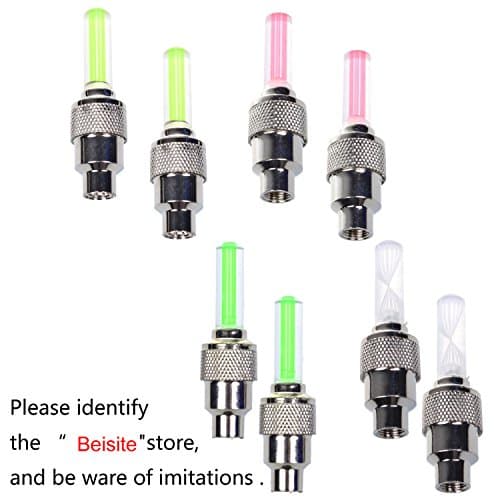 Beisite 8 Pcs Aluminium Material LED Flash Tyre Wheel Valve Cap Light for Car Bike Bicycle Motorbicycle