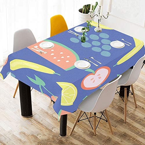 Enhusk Dinner Table Cloths Rectangle Watermelon Lemon Combination Cotton Print Table Linens Cloth Cover Tablecloth For Kitchen Dining Room Decor 60x84 Inch Nurse Table Cover