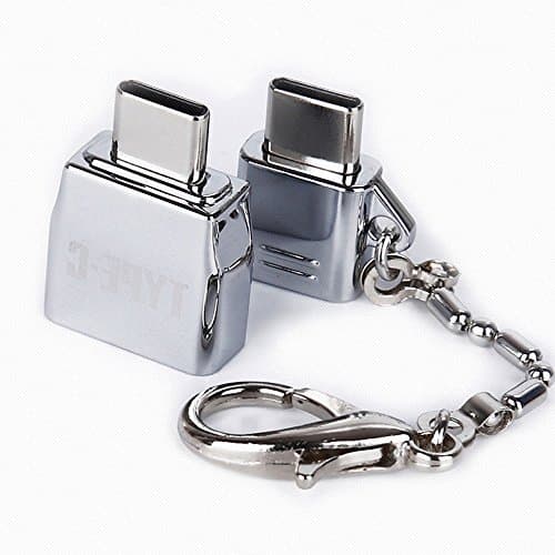2 in 1 Pack Zinc Alloy USB C to Micro USB Adapter + USB To Type-C OTG Converter Key Chain for Data Synchronization & Charging For Universal MacBook, Nokia N1 and Other Class C Leadzoe
