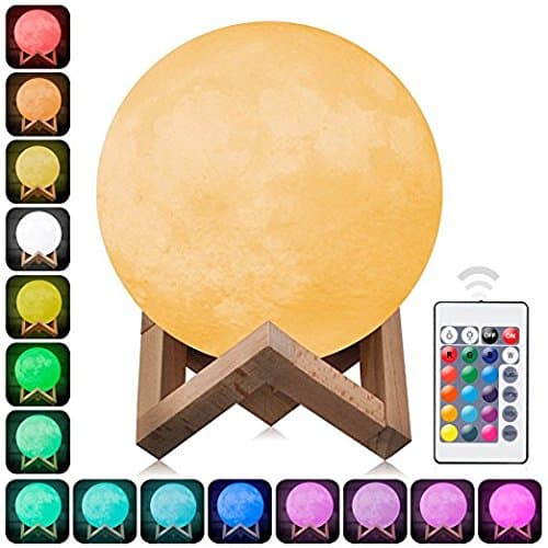 Moon Lamp 3D Printing LED Lighting 16 LED Colors Night Light, YEOOM Children gift Dimmable Adjustable Brightness Touch Control USB Recharge Light for kids bedrooms 5.9 Inch