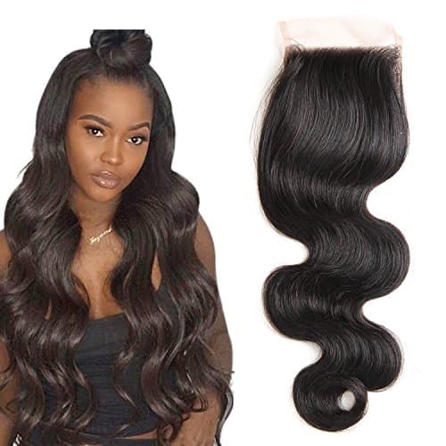 Bestsojoy 10A Peruvian Body Wave 4x4 Free Part Lace Closure Natural Black Peruvian Virgin Human Hair Closure Body Wave(14" closure)