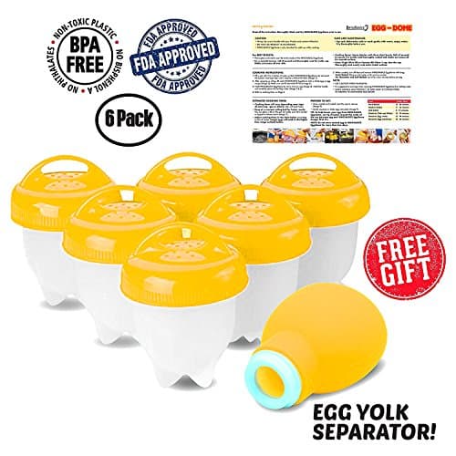 Egglettes Ultimate Egg Cooker Kit: 6-Pack Silicone Egg Makers + Egg Yolk Separator | Sturdy, Nonstick, Dishwasher Safe Hardboiled / Soft-Boiled / Poached Eggs / Omelette Maker | Boiled Egg Cooker