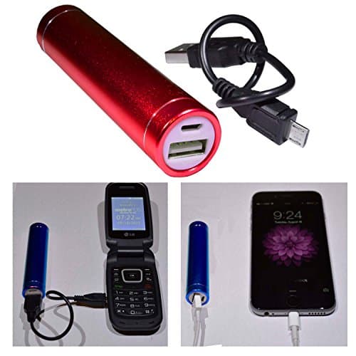 LipsPower External Power Bank Battery Pack + Charging Cable for Nokia Lumia 620, 630, 635, 640, 710, 735, 810, 820, 822, 830, 900, 920, 925, 928, 929, 930, Elvis 1020, X2, 808, 1320, 1520 (Red)