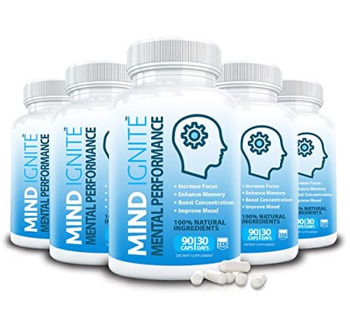 6 Mind Ignite™ Mental Performance, 16 Ingredients - Extra Strength Nootropic Brain Supplement for Focus, Energy, Memory, Clarity, Concentration & More - Scientifically Formulated Brain Booster