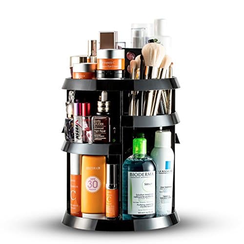 360 Degree Rotating Makeup Organizer,Adjustable Multi-Function Cosmetic Storage Box Make Up Display Stand,7 Layers, Fits Toner, Creams, Makeup Brushes, Lipsticks and More (Black)