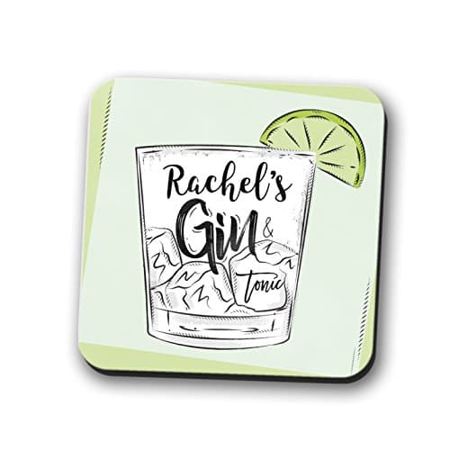 Gin and Tonic PERSONALISED Coaster Place Mat Mug Rest Cute Gift Square 9cm x 9cm