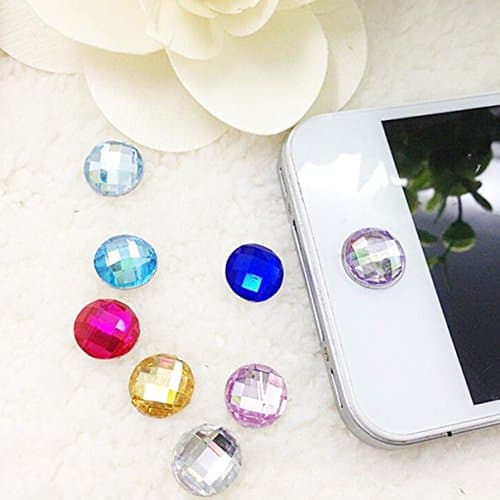 Excited Modern 6pcs Colors Random Diamond Rhinestone iPhone Home Button Sticker for Apple 4 4S 5 iPod iPad 1 2 3