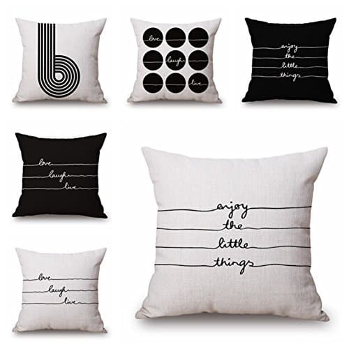 Throw Pillow Covers Cotton Linen Sofa Cushions Case Standard 18 x 18 for Couch Set of 6