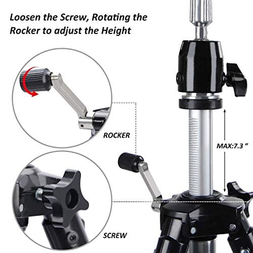 Premium Heavy Duty Wig Stand Tripod, Adjustable Wig Head Stand, Metal Mannequin Head Stand for Manikin Head, Canvas Head, Cosmetology Training Doll Head