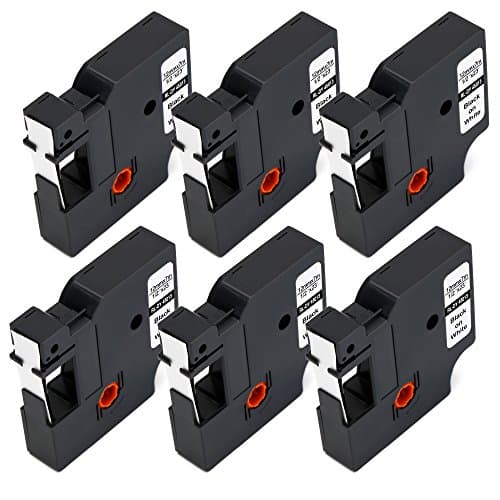 JetSir Compatible Replacement for DYMO D1 45013 Label Tape,6 Pack Black on White, Work for DYMO LabelManager 160 280 360D 210D 220P 450 420P PnP Wireless Label,12mm x 7m,1/2" x 23'2mm x 7m,1/2" x 23'