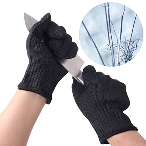 Safety Gloves for Work , 5 Strands Stainless Steel Wire Mesh Protect Gloves , EN388 Cut Resistant Protection Level 5 for Mandoline,Kitchen,Glass Handling 1 Pair