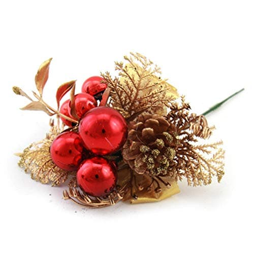 YHaoao Praised Christmas Tree Red Gold Fruit Berry Holly Artificial Flower Pick Home Decor Diy Craft Accessories Garland Wreath(None 2)