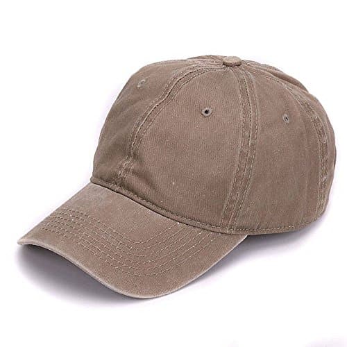 AKIZON Plain 100% Soft Washed Cotton Vintage Dyed Blank Adjustable Baseball Cap, Khaki