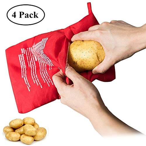 4 Pack Microwave Potato Cooker Bag Microwave Baking Bag Potato Pouch Cooker Washable and Reusable Perfect Potatoes Just in 4 Minutes